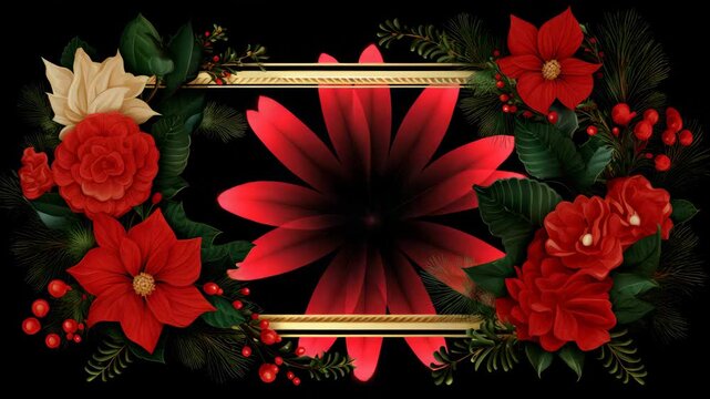 Red Floral Christmas Frame Background