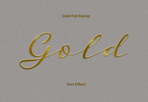 Gold Foil Stamp Script Text Effect