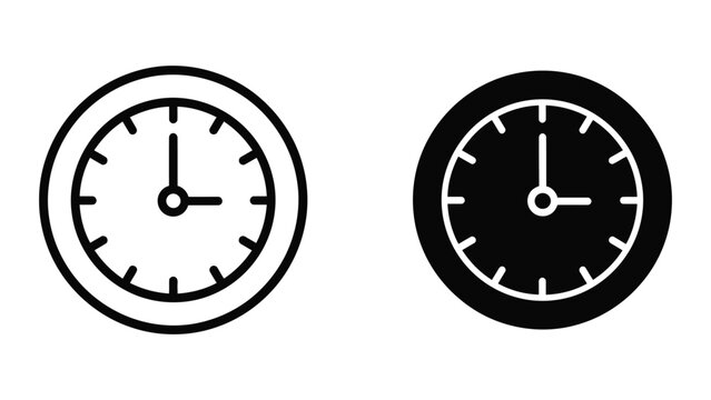 black and white clock icons vector illustration