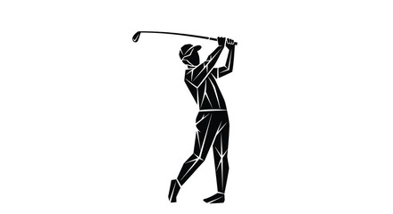 A striking black silhouette depicts a golfer completing a powerful swing showcasing athletic motion © Pvect02
