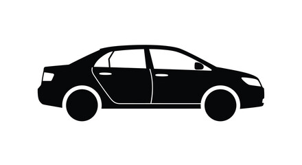 Obraz premium A sleek black silhouette of a modern sedan with an open driver s side door