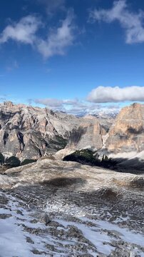 Alpine Panorama Near Rifugio Luigi Gorza &ndash; Dolomite Cliffs in 4K Vertical