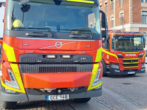 Fire Truck from Rescue Service Sk&aring;ne Northwest Responding in Helsingborg Sweden