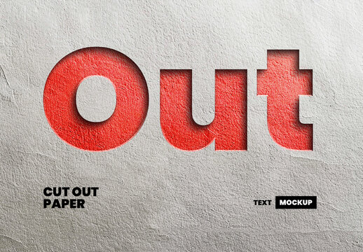 Cut Out Paper Text Mockup