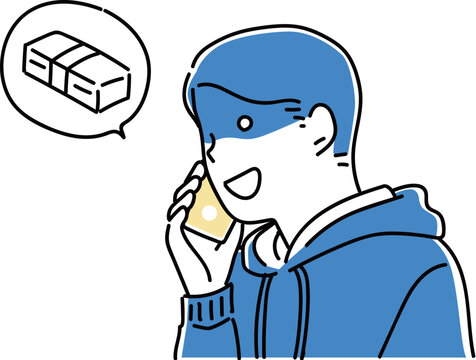 詐欺の電話をかける犯罪者_2色