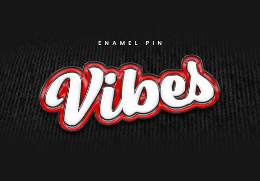 Enamel Pin Script Text Effect