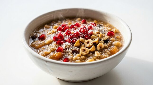 Glistening Noah&rsquo;s Pudding with Honey and Pomegranate Dramatic Light
