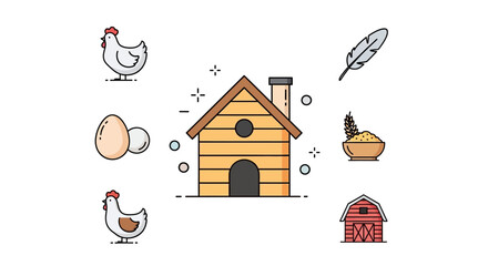 chicken house with chickens and eggs. © LOGO KIKUK