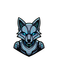 Fototapeta premium Robotic wolf head illustration on black background