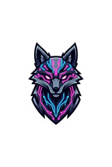 Fototapeta premium Stylized wolf head illustration with glowing geometric lines
