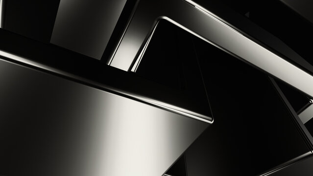 Abstract Metallic Shapes Background. 3d Wallpaper. Silver. Chrome.