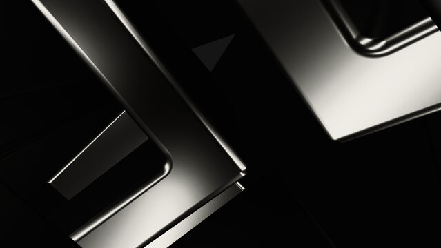 Abstract Metallic Shapes Background. 3d Wallpaper. Silver. Chrome.