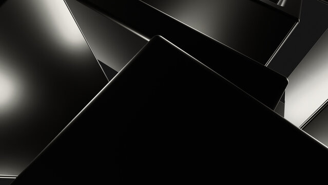Abstract Metallic Shapes Background. 3d Wallpaper. Silver. Chrome.