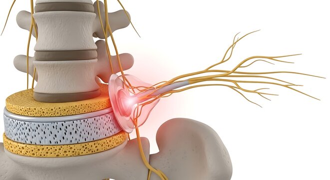 Anatomy of a herniated spinal disc.