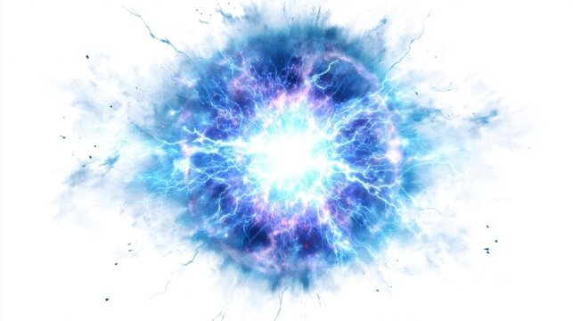 A dynamic digital illustration of a glowing, energetic ball in the center, radiating outward with vibrant light