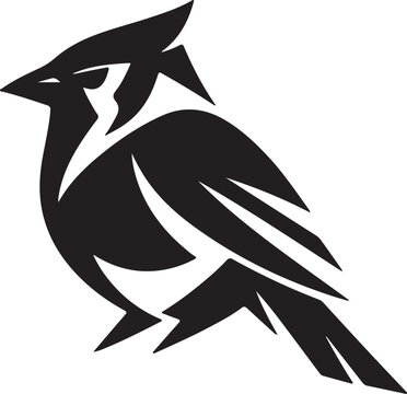 stylized black silhouette of a cardinal bird on white background