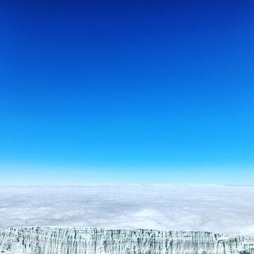 Rebmann glacier near the summit of Mount Kilimanjaro on the southern rim of the Kibo caldera, Tanzania