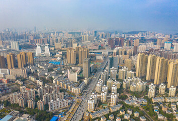 Fototapeta premium Aerial Panoramic View of Modern Chinese Metropolis from Above