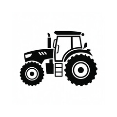 Obraz premium Simple black silhouette of a modern agricultural tractor with large tires