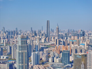 Fototapeta premium New York City Skyline Panoramic Aerial View with Modern Skyscrapers