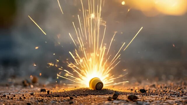 Dynamic firework eruption: captivating macro sparks and explosive energy display