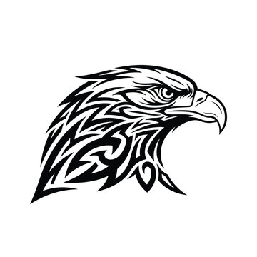 Stylized vector illustration of a powerful eagle head in profile, a symbol of freedom and strength