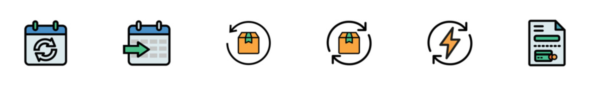 Product returns and exchange policy line icons