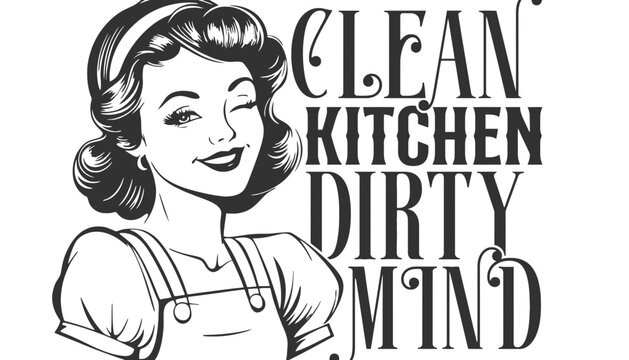 A woman with a clean kitchen and a dirty mind illustration