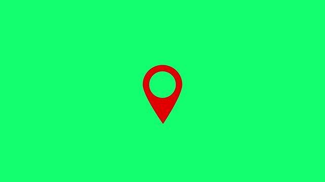 Simple red location pin icon centered on green background for navigation and mapping concepts. Pin symbol Indicates the location of the GPS map