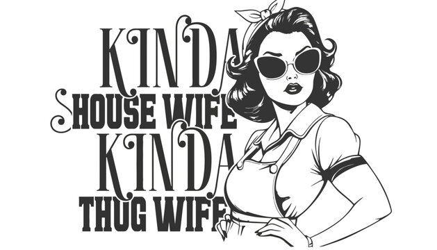 Woman illustration with Kinda House Wife Kinda Thug Wife text
