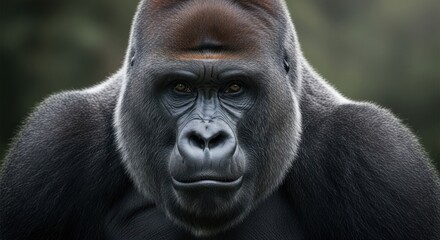 Obraz premium Close-up of a majestic gorilla, gazing intensely