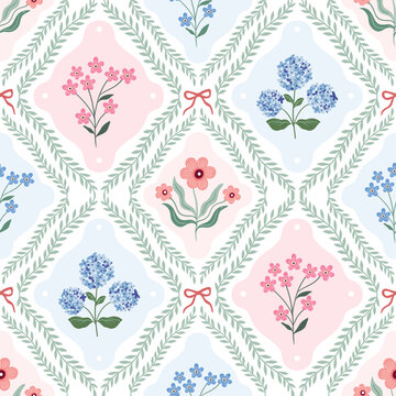 Floral seamless pattern, romantic damask wallpaper, spring summer background