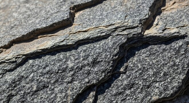 Close-up Texture of Dark Gray Slate Rock with Visible Layers and Cracks.