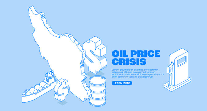 Iran oil industry map with isometric energy infrastructure icons illustrating petroleum production, tanker transport, refinery activity and global energy economyWeb