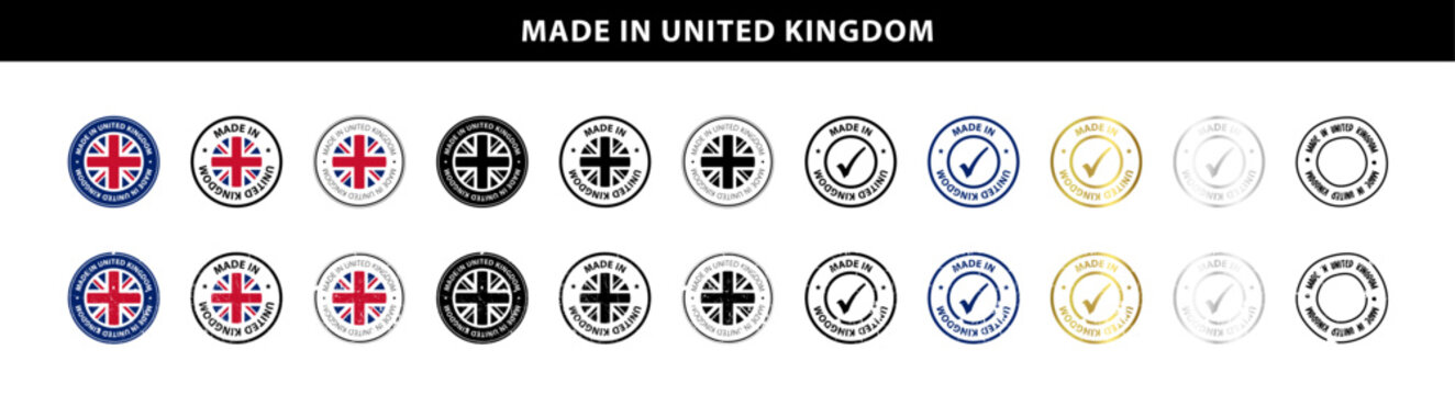 Made in the United Kingdom round icon with UK flag