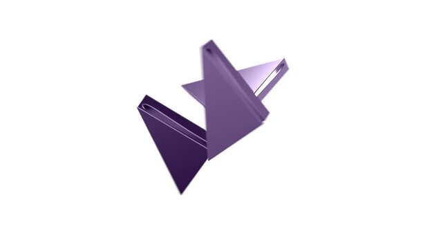 spinning 3d shapes on white background video. triangles