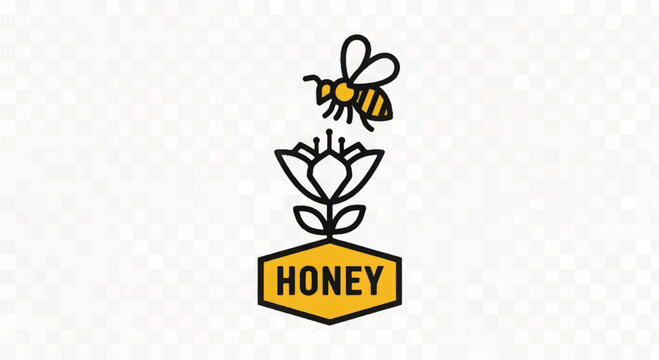 Bee Honey Logo Design Illustration.