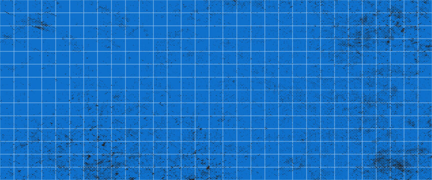 Drawing blueprint bg with circular compass, linear meter paper vector. Round grid and lined paper mesh, textured radar print. Architectural plan abstract gauge, mathematical degree blueprint template