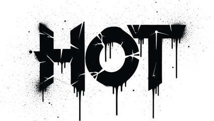 Hot graffiti text vector illustration, dripping paint urban street art typography with grunge splatter effect bold lettering design for modern graphic poster concept © MstSanoara