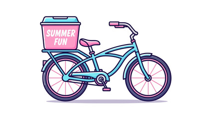 Naklejka premium Colorful bicycle with Summer Fun basket on back