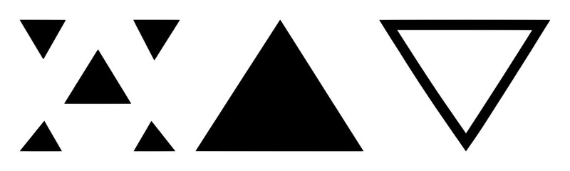 Fototapeta premium Geometric Triangle set with silhouette against minimalist background featuring shape, outline, abstract with flat and vector