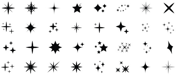 Obraz premium collection of black starburst shapes and sparkles