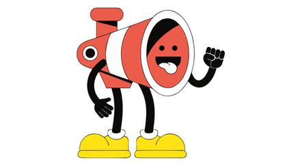 Fototapeta premium Happy Megaphone Character for Marketing and Promotion Announcement Concept