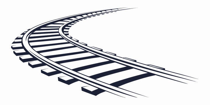 Curved railway tracks disappearing into the distance with a sense of depth and perspective