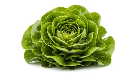 Fototapeta premium Fresh green lettuce head on white background vegetable leafy