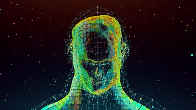 Seamless loop of an abstract digital consciousness for AI and futuristic technology visuals.