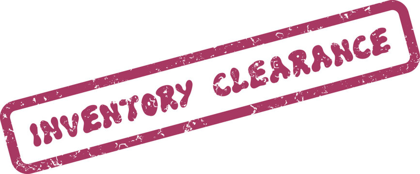 Distressed inventory clearance stamp indicating significant stock reduction and limited time sales events
