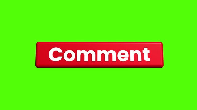 Comment Text Button Animation on Red Background with Green Screen