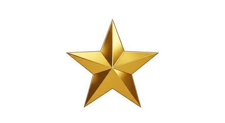 Fototapeta premium Golden 3 d star symbol with five points on white background shiny metallic star golden star 3d star