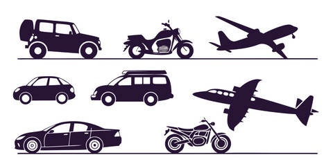 A diverse collection of vehicles and modes of transportation. © Mamun